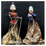 2 Vintage Handcrafted Indonesian Wooden Puppets on