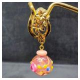 Murano Venetian Art Glass Lamp Work Clear Pink Bea