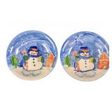 Two Emerald Station Casino Ceramic Snowman Bowls