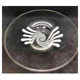 Large Murano Glass Center Piece Bowl With White Sp