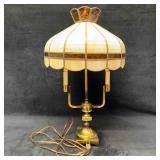 Brass 25" Leviton Tiffany Style Stained Glass Tabl