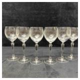 Six Clear Stemmed Wine Bohemia Style Crystal Glass