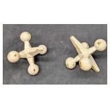 2 Distressed White Vintage Cast Iron Jacks