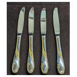 4 Retired Gorham Golden Swirl Dinner Knives B