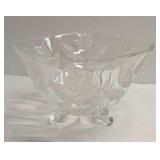 Vintage Glass Etched Frosted Tulip Footed Bowl
