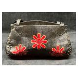 Vintage Leather Handicraft Purse With Embossed Flo