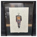 Signed Mixed Media Figurative Artwork Textured Art