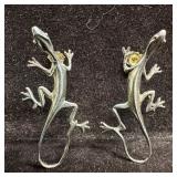 Sterling Silver Lizard Earrings with 14K Gold Post