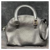 Dana Buchman Black Leather Satchel Handbag with Sh