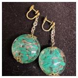 Murano Venetian Art Glass Lamp Work Green Circle C