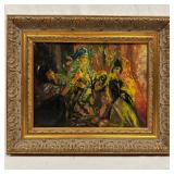 Framed Expressionist Oil Painting of Figures Artis
