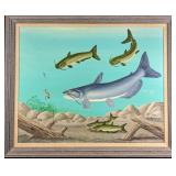 Original Framed Acrylic On Canvas Fishing Karl Kar