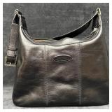 Oroton Black Leather Shoulder Bag with Adjustable