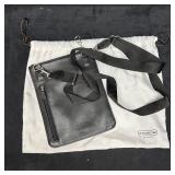 Coach Black Leather Crossbody Messenger Bag with A