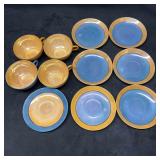Beautiful Made In Japan Orange Blue Teacups and Sm