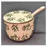 Tag Porcelain Holiday Sugar Bowl With Lid And Spoo