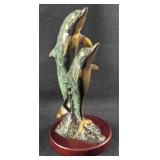 Brass Leaping Dolphin Pair Ocean Nature Wild Life