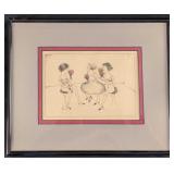 Vintage Framed Print Ladies Licking Snowcones X1