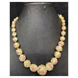 Murano Venetian Lamp Work Art Glass White Floral P