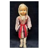 Vintage Ethnic Folk Doll Poland On Stand