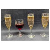 4 Vintage Red Champagne Wine Glass Bottles Prop