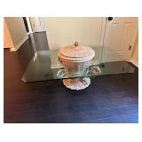 Large Glass-Top Coffee Table With Unique Storage