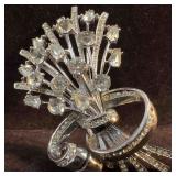 Vintage Coro Craft Sterling Silver Clear Rhineston