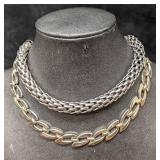 Napier And Monet Silver Tone Choker Necklaces