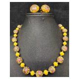 Murano Venetian Lamp Work Glass Yellow Copper Acce