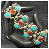 Red Agate and Turquoise Natural Stone Flexible Ste