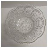 Vintage Clear Glass Wedding Ring Pattern Salad Bow