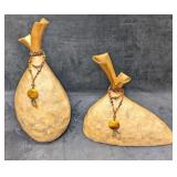 2 Resin Shell Layered Mantel Vases B