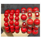 Vintage Resin Red Ball Stretch Bracelets