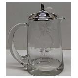 Crystal Star Burst Cream Pitcher With Sterling Lid
