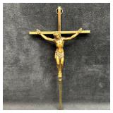 Brass Wall Crucifix Jesus on Cross with INRI Plaqu