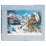 Framed S&N Paul Blaine Henrie Ski Chateau Serigrap