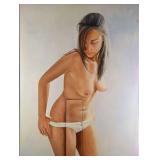 Large Nude Woman Doorway Embellished Giclee On Can