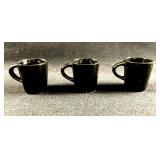(3) Small Black Cups Made in Japan