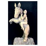 Hand Carved Wooden Sculpture of a Large Donkey