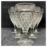 Fostoria American Cubist Glass Hex Footed Wine Gla
