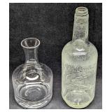 Vintage Decanter Vase & Old Quaker Whiskey Bottle