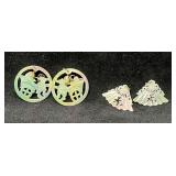 Two Pairs Of Vintage Mother Of Pearl Hand Carved E