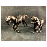 (2) Leather Horses Made in India Lot #1