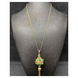 Florenza Rhinestone Gold Tone Necklace Signed Tass