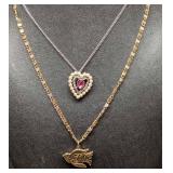 Vinage Avon Triple Heart And Peace Dove Necklaces