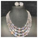 Vintage Germany Four Strand Purple Art Glass Beade