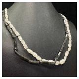 Sterling Silver White & Gray Stone Necklace