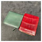 Two Vintage Leather Wallets Green Zip Wallet and R