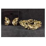 Lisner Jewelry Leaf Design Bracelet and Earrings