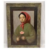 Framed Original Oil On Canvas By Lin 